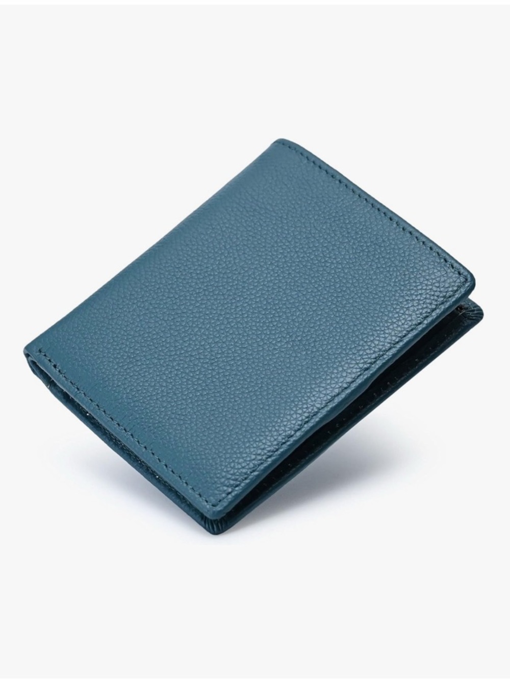 Leather Bifold Wallet - Teal Blue. Genuine, leather, slim design. RFID Blocking.